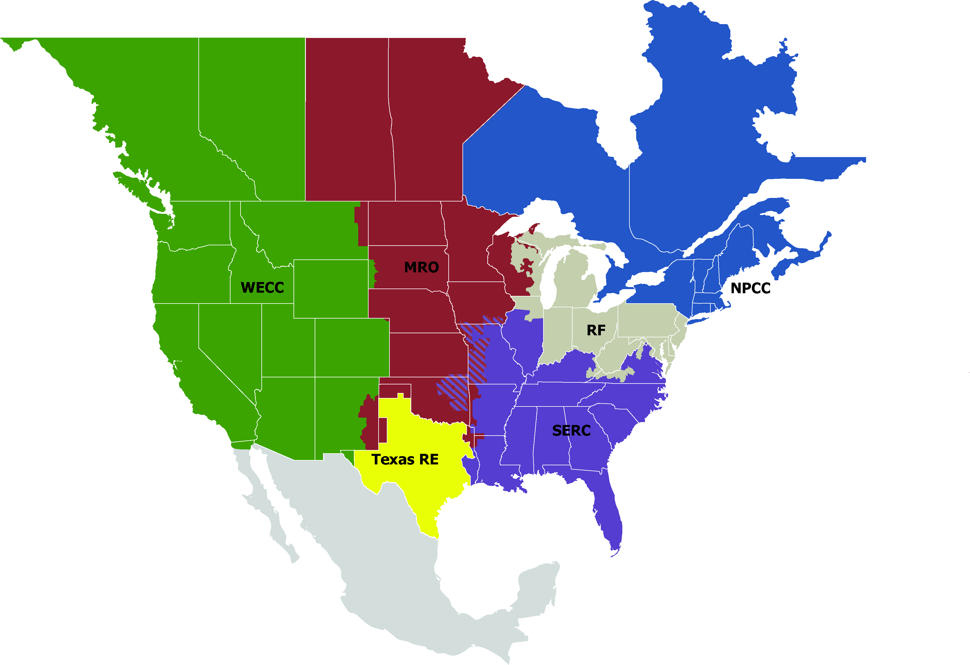 Map of NERC Regions of North America